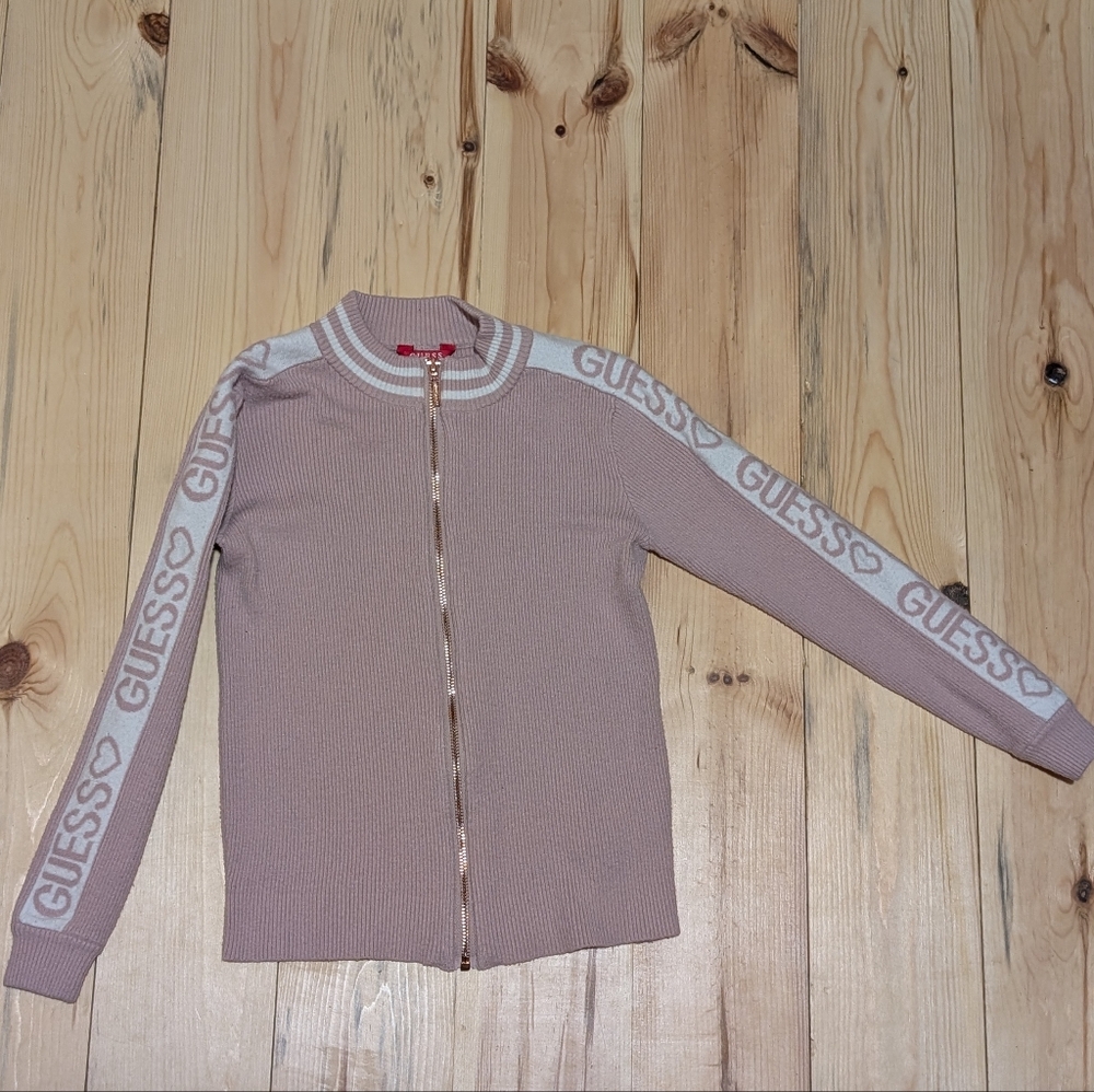 Guess Beige Zip-Up Cardigan